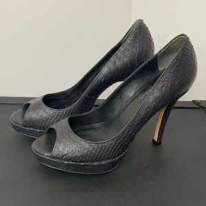 Cole Haan Stephanie Black Snake Open Toe P…